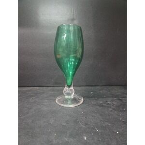 Fireworks Glass Studio Hand Blown Art Green Vase, Signed‎ Goblet, Art Glass
